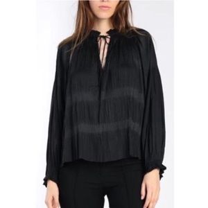 CURRENT AIR Pleated Long Sleeve Peasant Blouse